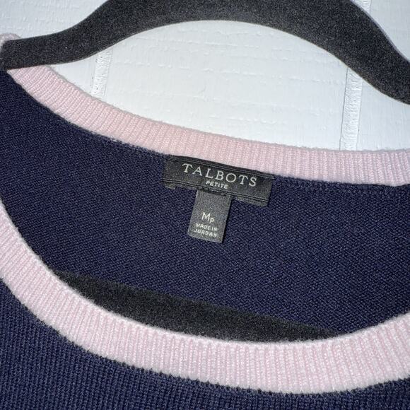 Talbots Women’s Tipped Side Button Sweater Navy Blue Size MP - Picture 6 of 6